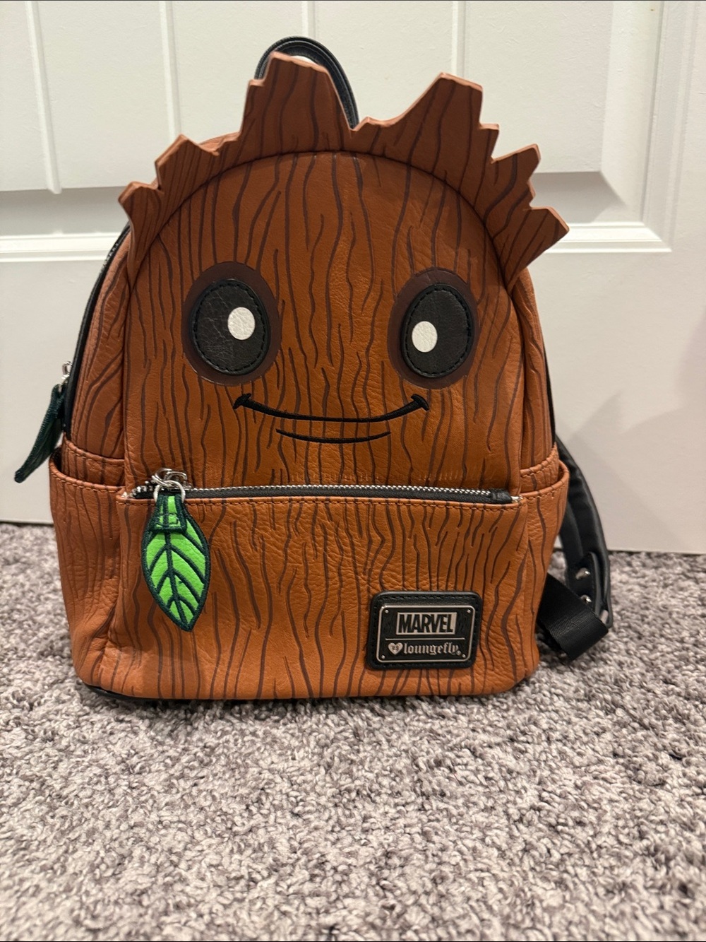 Loungefly Groot Marvel Mini Backpack with Green Leaf Charm